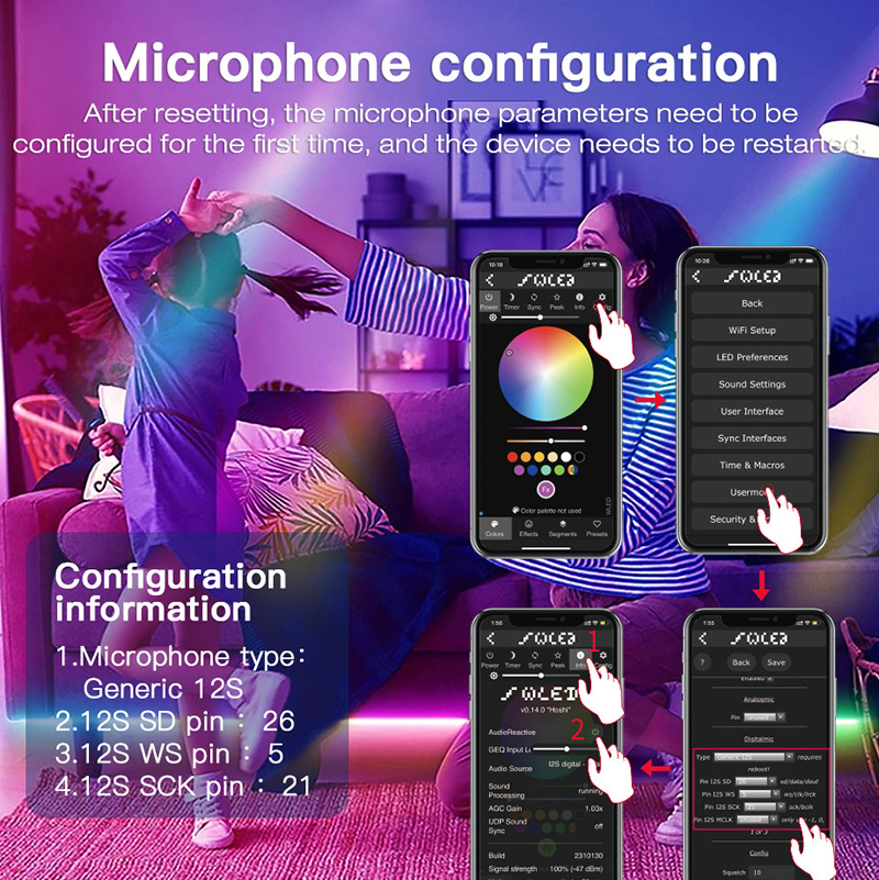 WLED ESP32 Addressable Wifi Music Controller with Microphone inside WLED ESP32 Addressable Wifi Music Controller with Microphone inside